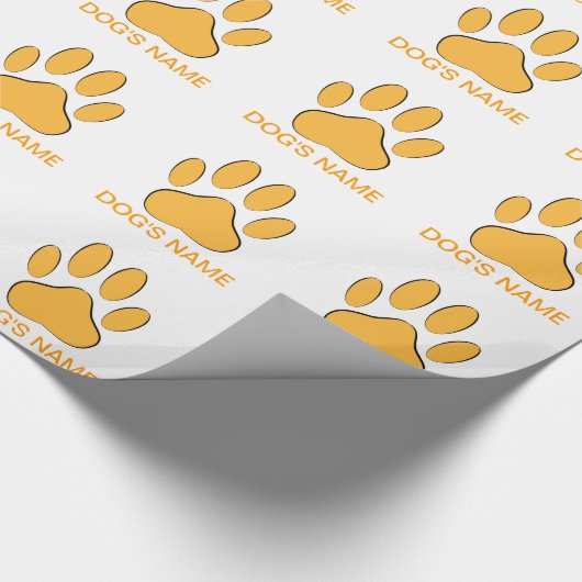 Orange Dog Pawprint Geschenkpapier (Ecke)