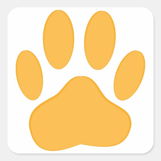 Orange Dog Pawprint Quadratischer Aufkleber (Vorderseite)