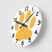 Orange Dog Pawprint Runde Wanduhr (Winkel)