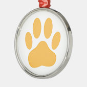 Orange Dog Pawprint Silbernes Ornament (Links)