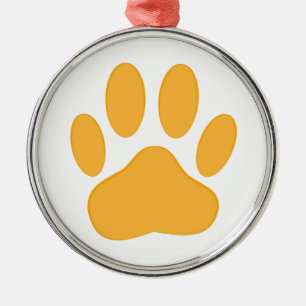 Orange Dog Pawprint Silbernes Ornament