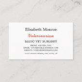 Orange Dog, Tierarzt, Veterinärdienst Visitenkarte (Rückseite)