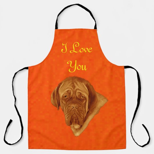 Orange Dogue Bordeaux Dog Design, Schürze (Vorderseite)