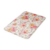 Orange Doodle Garden Blume Pattern Badematte (Schrägansicht)