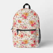 Orange Doodle Garden Blume Pattern Bedruckter Rucksack (Vorderseite)