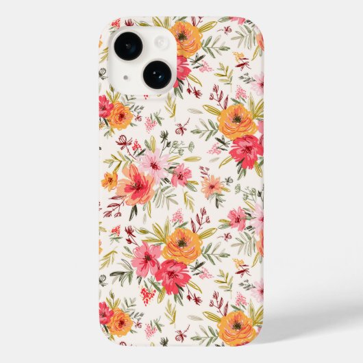 Orange Doodle Garden Blume Pattern Case-Mate iPhone Hülle (Rückseite)