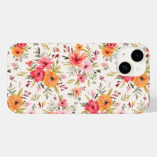 Orange Doodle Garden Blume Pattern Case-Mate iPhone Hülle (Rückseite (Horizontal))