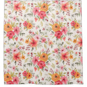 Orange Doodle Garden Blume Pattern Duschvorhang (Vorderseite)