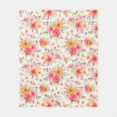 Orange Doodle Garden Blume Pattern Fleecedecke (Vorderseite)