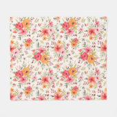 Orange Doodle Garden Blume Pattern Fleecedecke (Vorderseite (Horizontal))