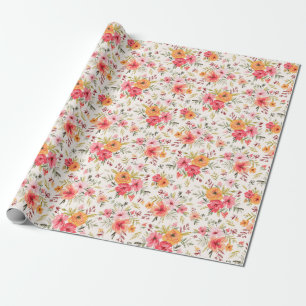 Orange Doodle Garden Blume Pattern Geschenkpapier