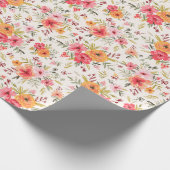 Orange Doodle Garden Blume Pattern Geschenkpapier (Ecke)