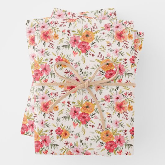 Orange Doodle Garden Blume Pattern Geschenkpapier Set (Beispiel)