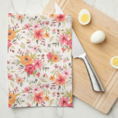 Orange Doodle Garden Blume Pattern Geschirrtuch (Viertel Falte)