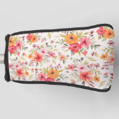 Orange Doodle Garden Blume Pattern Golf Headcover (Vorderseite)