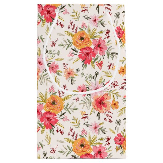 Orange Doodle Garden Blume Pattern Kleine Geschenktüte (Rückseite)