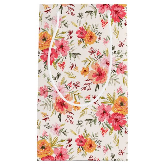 Orange Doodle Garden Blume Pattern Kleine Geschenktüte (Vorderseite)