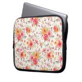 Orange Doodle Garden Blume Pattern Laptopschutzhülle (Vorderseite Links)