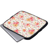 Orange Doodle Garden Blume Pattern Laptopschutzhülle (Vorne Knopf)