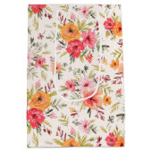 Orange Doodle Garden Blume Pattern Mittlere Geschenktüte (Rückseite)