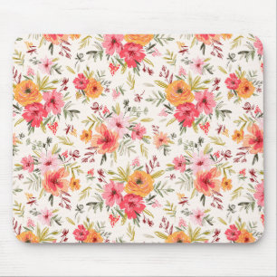 Orange Doodle Garden Blume Pattern Mousepad