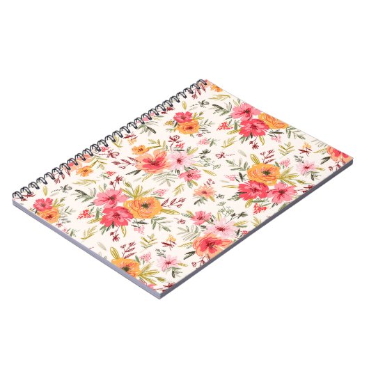 Orange Doodle Garden Blume Pattern Notizblock (Linke Seite)