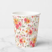 Orange Doodle Garden Blume Pattern Pappbecher (Rückseite)