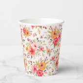 Orange Doodle Garden Blume Pattern Pappbecher (Links)