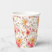 Orange Doodle Garden Blume Pattern Pappbecher (Rechts)