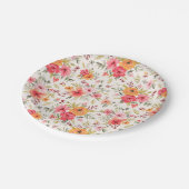 Orange Doodle Garden Blume Pattern Pappteller (Schrägansicht)