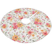 Orange Doodle Garden Blume Pattern Polyester Weihnachtsbaumdecke (Schrägansicht)