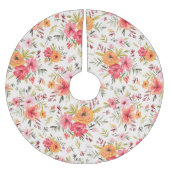 Orange Doodle Garden Blume Pattern Polyester Weihnachtsbaumdecke (Vorderseite)