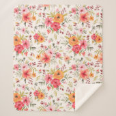 Orange Doodle Garden Blume Pattern Sherpadecke (Vorderseite)