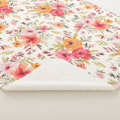 Orange Doodle Garden Blume Pattern Sherpadecke (3/4)