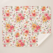 Orange Doodle Garden Blume Pattern Sherpadecke (Vorderseite (Horizontal))