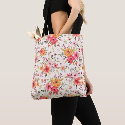 Orange Doodle Garden Blume Pattern Tasche (Von Nahem)