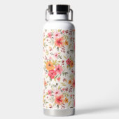 Orange Doodle Garden Blume Pattern Trinkflasche (Rückseite)