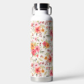 Orange Doodle Garden Blume Pattern Trinkflasche (Vorderseite)