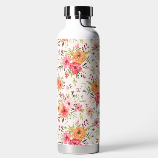 Orange Doodle Garden Blume Pattern Trinkflasche (links)