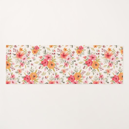 Orange Doodle Garden Blume Pattern Yogamatte (Vorderseite (Horizontal))