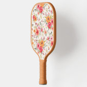 Orange Doodle Garden Flower Pattern Pickleball Schläger (Links)