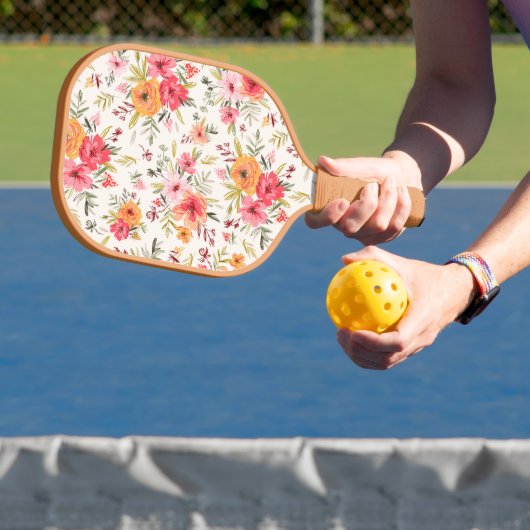Orange Doodle Garden Flower Pattern Pickleball Schläger (InSitu)