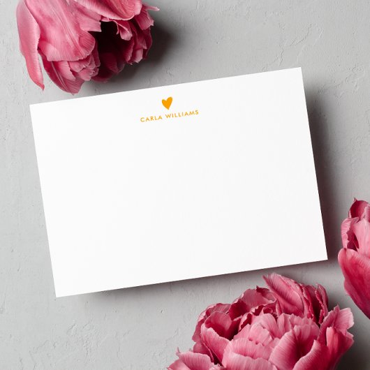 ORANGE Doodle Heart Formal Classic Family Mitteilungskarte