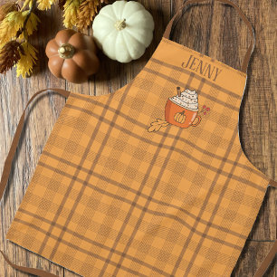 Orange Doodle Tasse Brown Ochre Tartan Muster Schü Schürze