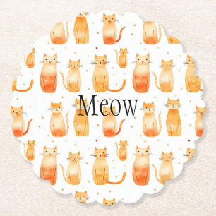 Orange Dots and Cats Birthday Medium Gift Bag Untersetzer