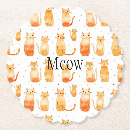 Orange Dots and Cats Birthday Medium Gift Bag Untersetzer (Vorderseite)