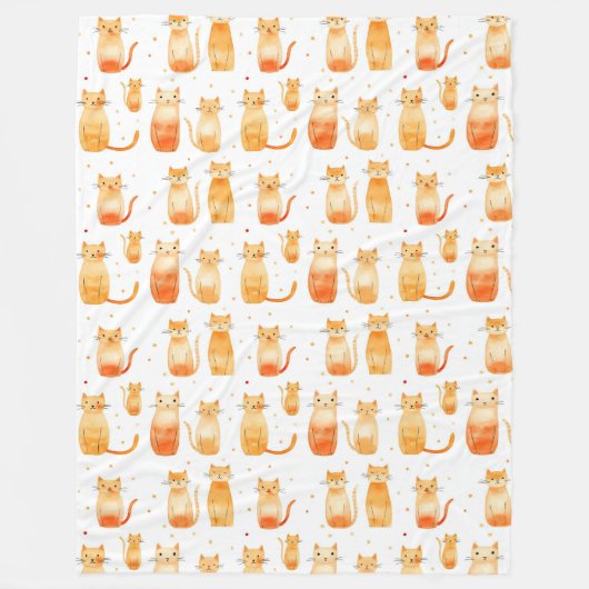Orange Dots and Cats Weihnachten Fleecedecke (Vorderseite)