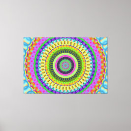 Orange Dots Mandala Circle Stretched Canvas Print Leinwanddruck