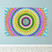 Orange Dots Mandala Circle Stretched Canvas Print Leinwanddruck (Insitu (Holzboden))