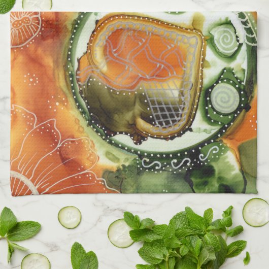 Orange Dotty Geschirrtuch (Gefaltet)